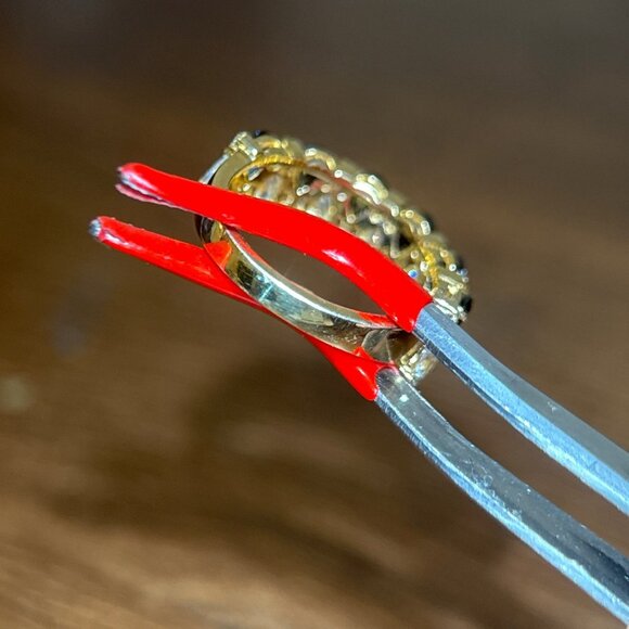 925 Gold Vermeil Alternating Black/White Cz Ring - Picture 8 of 11